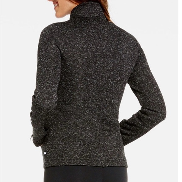 Fabletics KnitFit Moto Jacket Gray Asymmetrical zip athletic Athleisure Size M - Picture 3 of 12